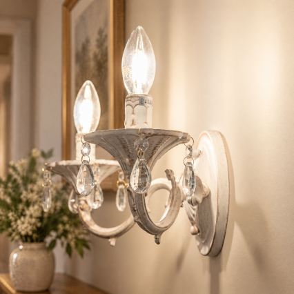 BRILAGI - Nástěnná lampa CLASSIC 2xE14/10W/230V krémová/patina