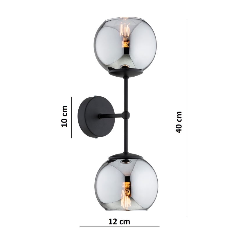 Brilagi - Nástěnná lampa DIOR 2xE27/60W/230V černá/kouřová šedá