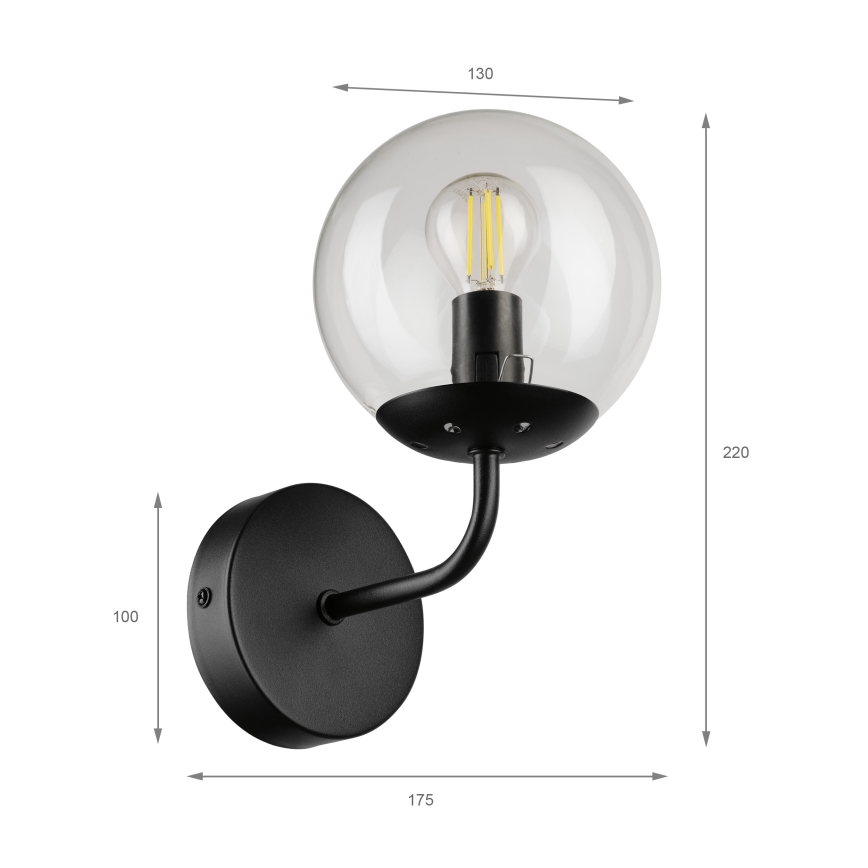 Brilagi - Nástěnná lampa MALIVA 1xE14/15W/230V černá/čirá