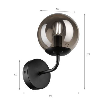 Brilagi - Nástěnná lampa MALIVA 1xE14/15W/230V černá/kouřová