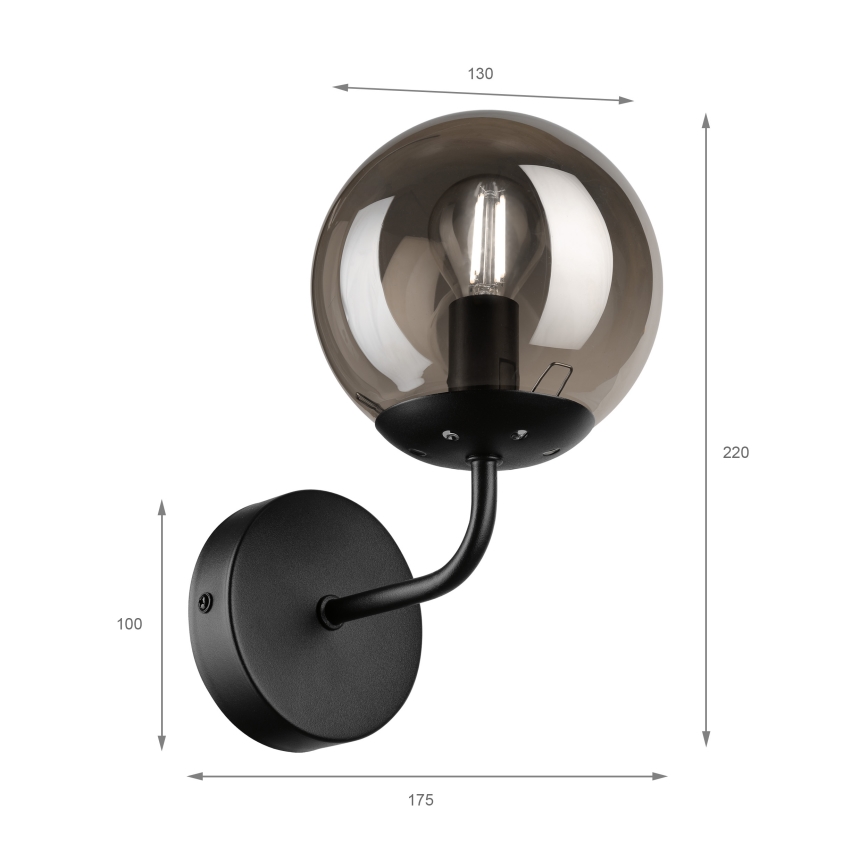 Brilagi - Nástěnná lampa MALIVA 1xE14/15W/230V černá/kouřová