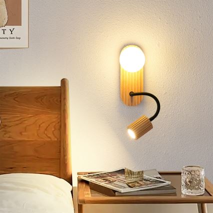 Brilagi - Nástěnná lampa MODERN WOOD 1xG9/5W/230V + 1xGU10/8W dřevo