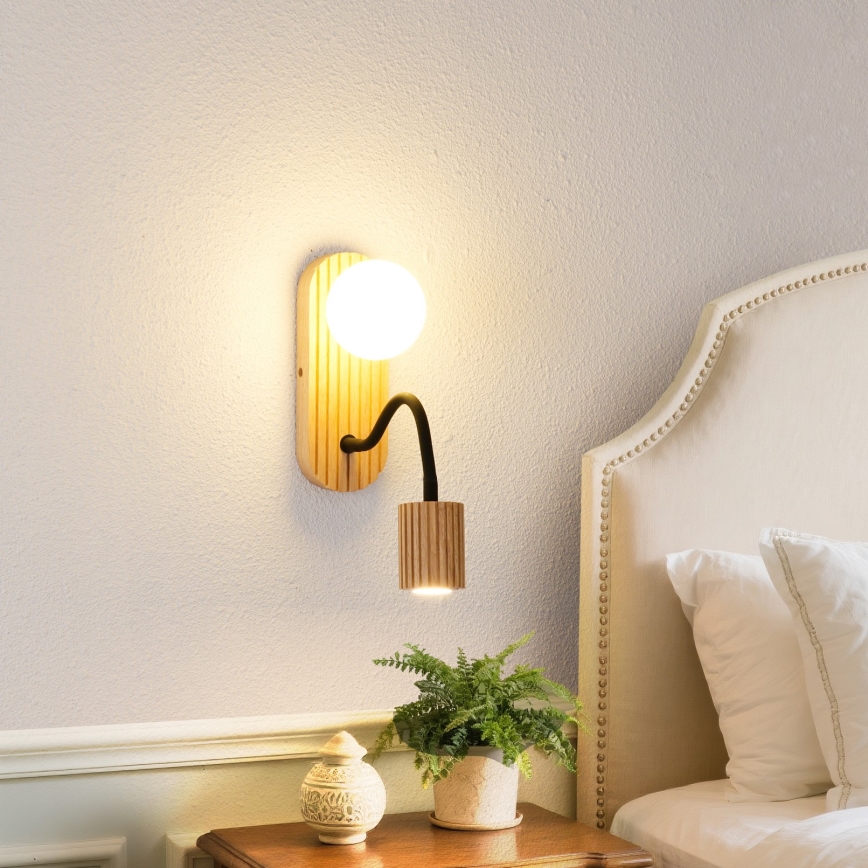 Brilagi - Nástěnná lampa MODERN WOOD 1xG9/5W/230V + 1xGU10/8W kaučukovník