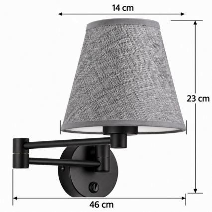BRILAGI - Nástěnná lampa NUBILA 1xE27/15W/230V šedá/černá