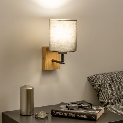 Brilagi - Nástěnná lampa NUBILA WOOD 1xE27/25W/230V dub/antracit