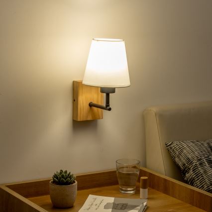 Brilagi - Nástěnná lampa NUBILA WOOD 1xE27/25W/230V dub/bílá