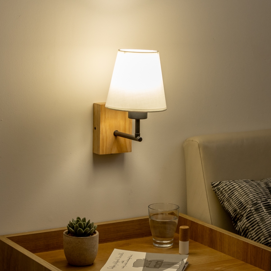 Brilagi - Nástěnná lampa NUBILA WOOD 1xE27/25W/230V dub/bílá