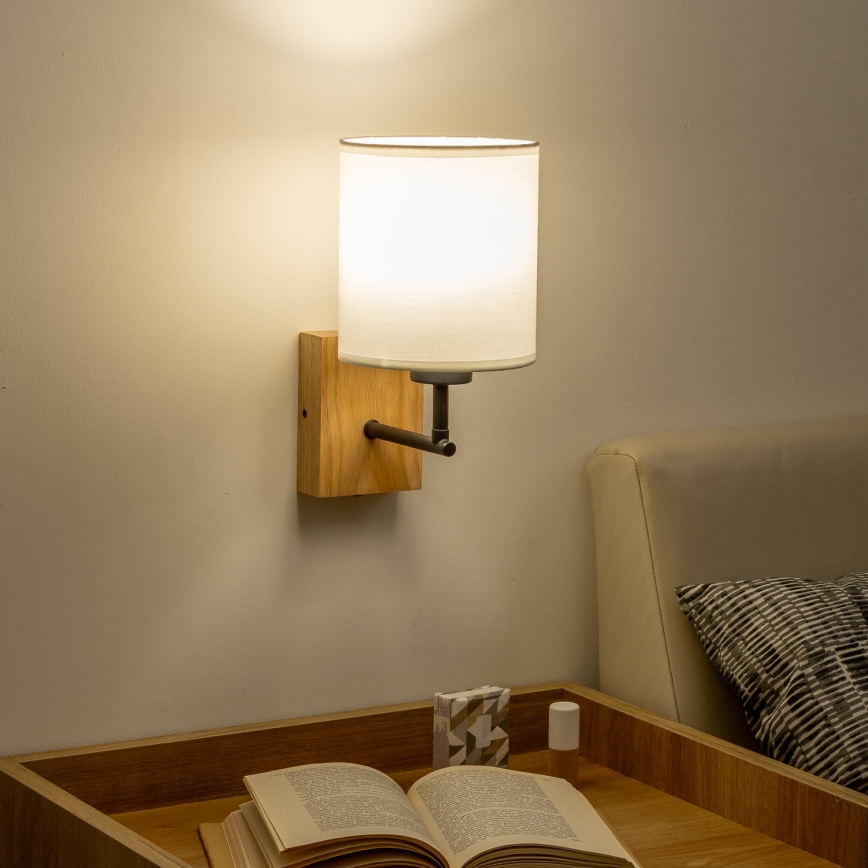 Brilagi - Nástěnná lampa NUBILA WOOD 1xE27/25W/230V dub/bílá