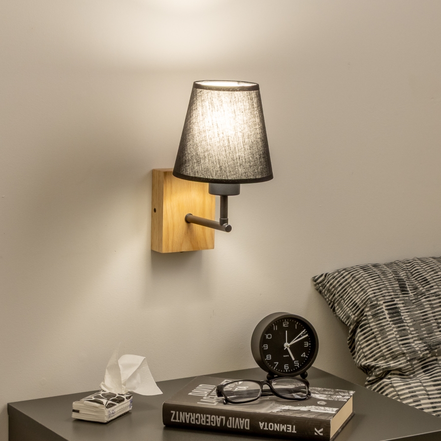 Brilagi - Nástěnná lampa NUBILA WOOD 1xE27/25W/230V dub/černá