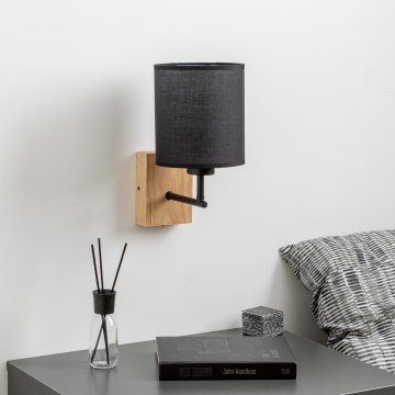 Brilagi - Nástěnná lampa NUBILA WOOD 1xE27/25W/230V dub/černá