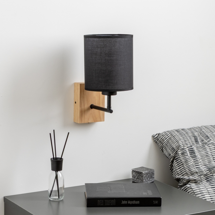 Brilagi - Nástěnná lampa NUBILA WOOD 1xE27/25W/230V dub/černá