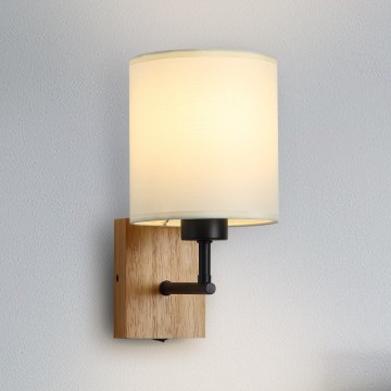 Brilagi - Nástěnná lampa NUBILA WOOD 1xE27/25W/230V dub/černá/krémová