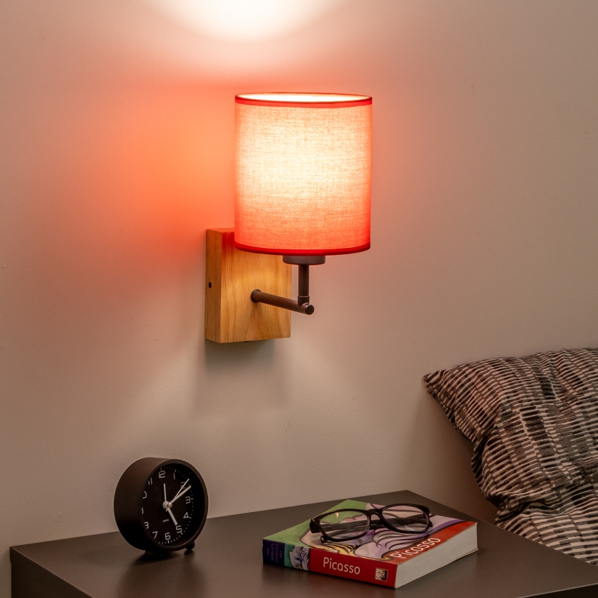 Brilagi - Nástěnná lampa NUBILA WOOD 1xE27/25W/230V dub/červená