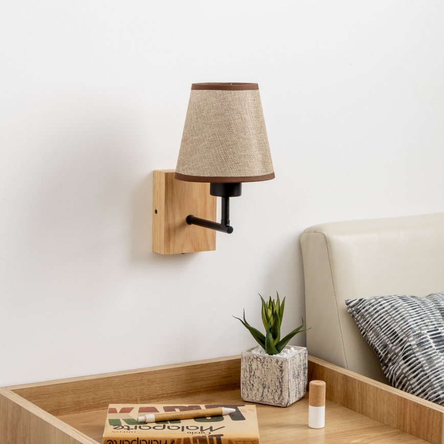 Brilagi - Nástěnná lampa NUBILA WOOD 1xE27/25W/230V dub/hnědá