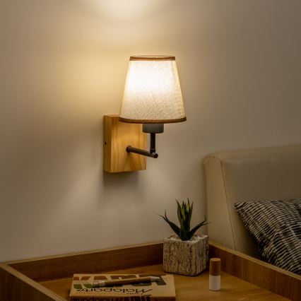 Brilagi - Nástěnná lampa NUBILA WOOD 1xE27/25W/230V dub/hnědá