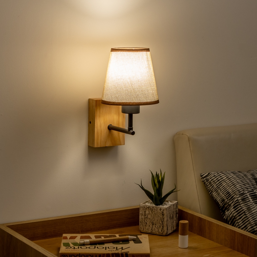 Brilagi - Nástěnná lampa NUBILA WOOD 1xE27/25W/230V dub/hnědá
