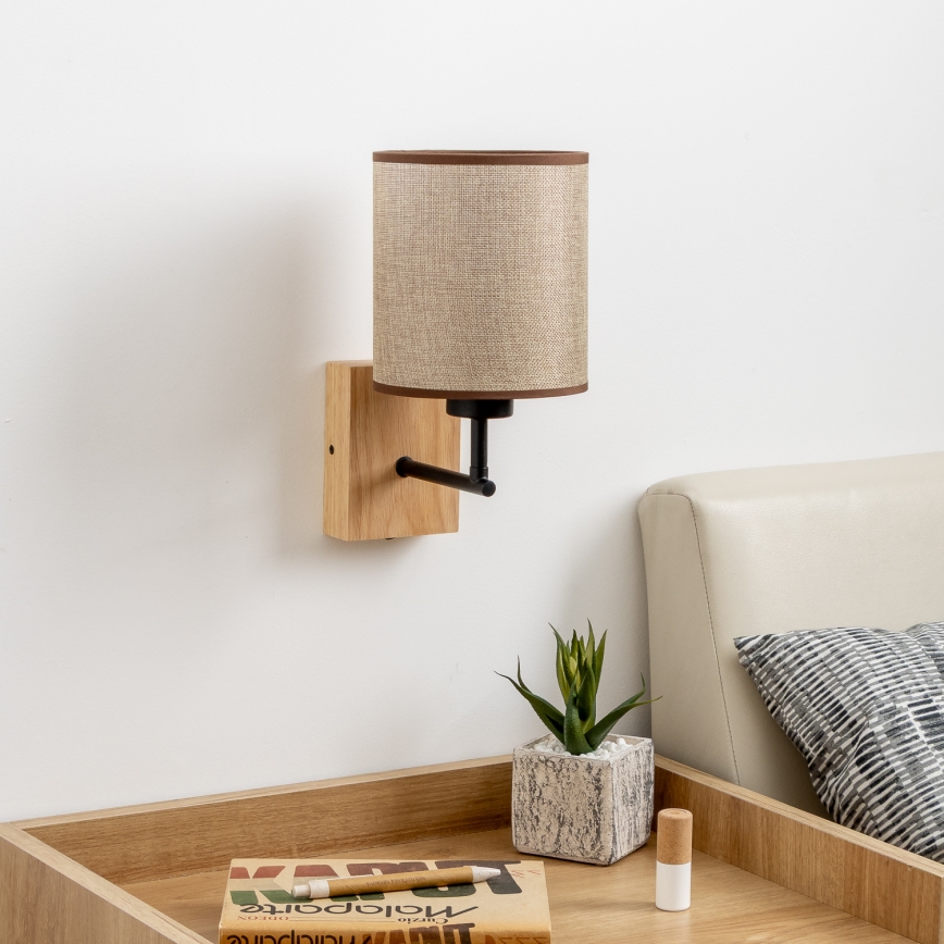 Brilagi - Nástěnná lampa NUBILA WOOD 1xE27/25W/230V dub/hnědá