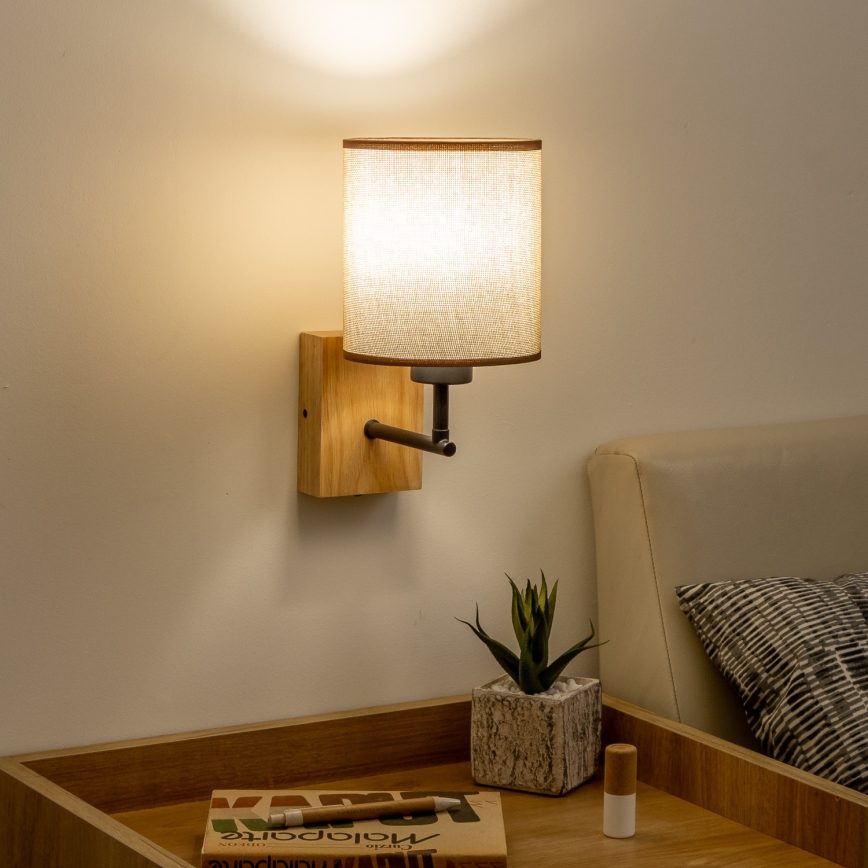 Brilagi - Nástěnná lampa NUBILA WOOD 1xE27/25W/230V dub/hnědá