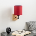 Brilagi - Nástěnná lampa NUBILA WOOD 1xE27/25W/230V dub/pompejská červená