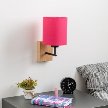 Brilagi - Nástěnná lampa NUBILA WOOD 1xE27/25W/230V dub/růžová