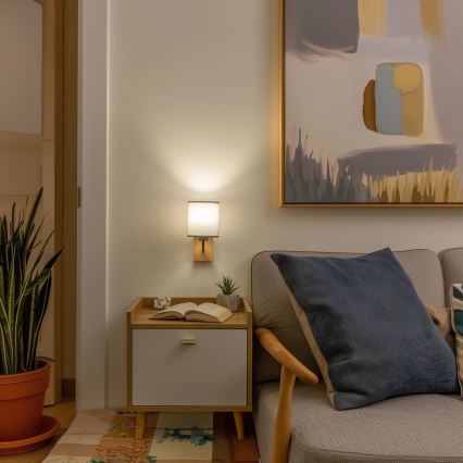 Brilagi - Nástěnná lampa NUBILA WOOD 1xE27/25W/230V dub/šedá