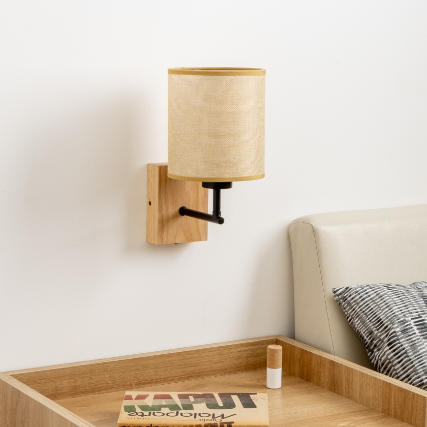 Brilagi - Nástěnná lampa NUBILA WOOD 1xE27/25W/230V dub/světle hnědá