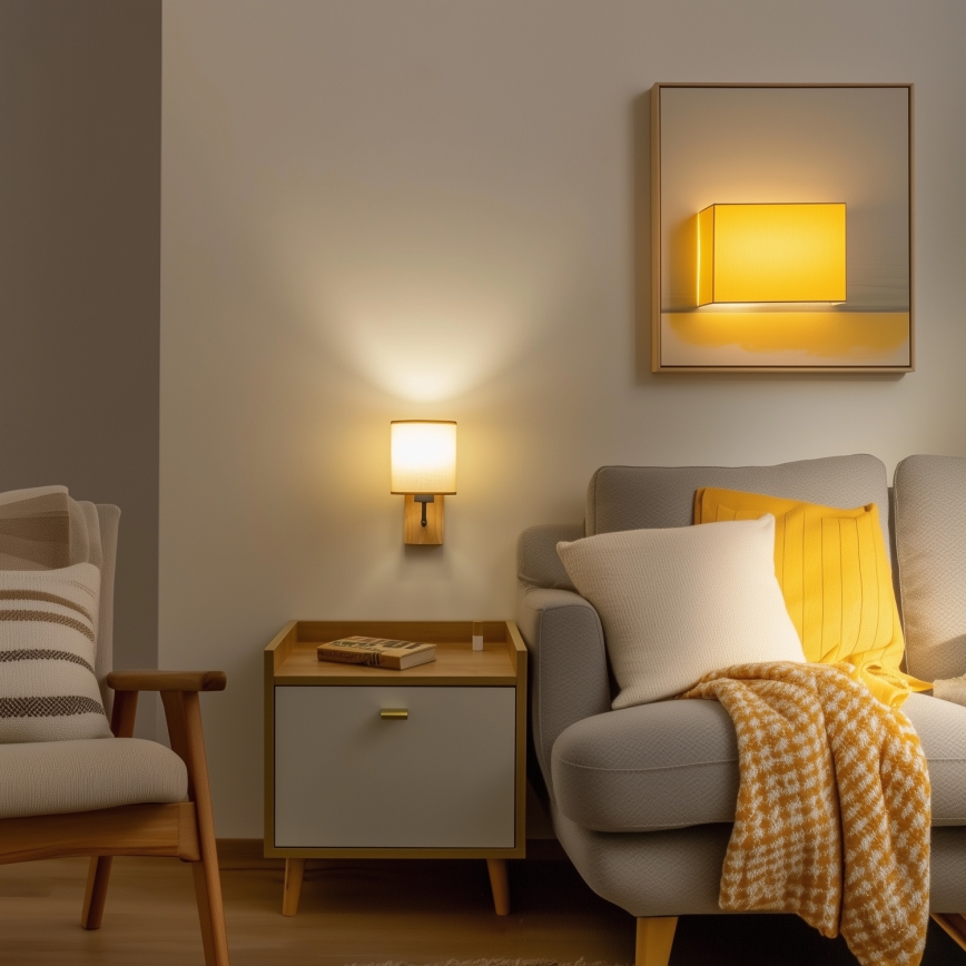 Brilagi - Nástěnná lampa NUBILA WOOD 1xE27/25W/230V dub/světle hnědá