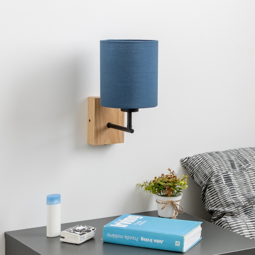 Brilagi - Nástěnná lampa NUBILA WOOD 1xE27/25W/230V dub/tmavě modrá