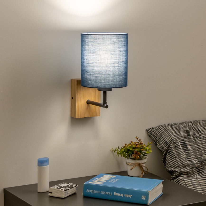 Brilagi - Nástěnná lampa NUBILA WOOD 1xE27/25W/230V dub/tmavě modrá
