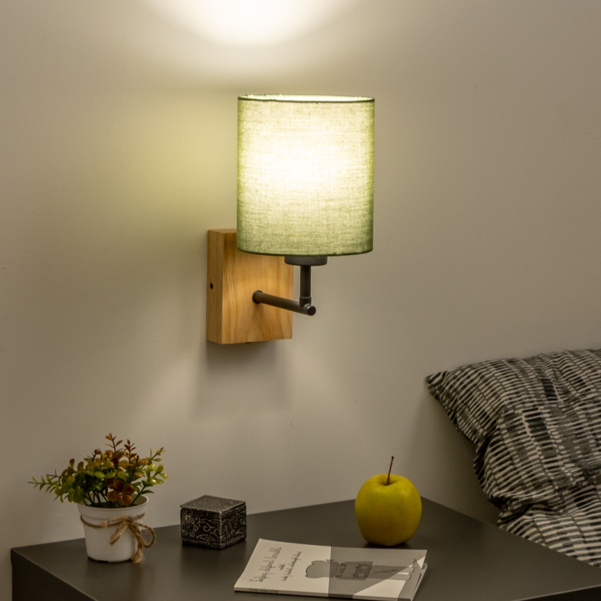 Brilagi - Nástěnná lampa NUBILA WOOD 1xE27/25W/230V dub/zelená