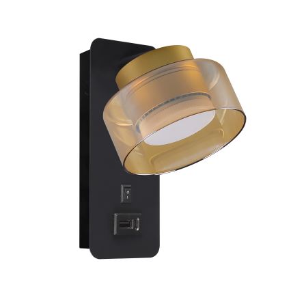 Brilagi - Nástěnná lampa s USB portem AURA LUX 1xGX53/30W/230V černá/zlatá