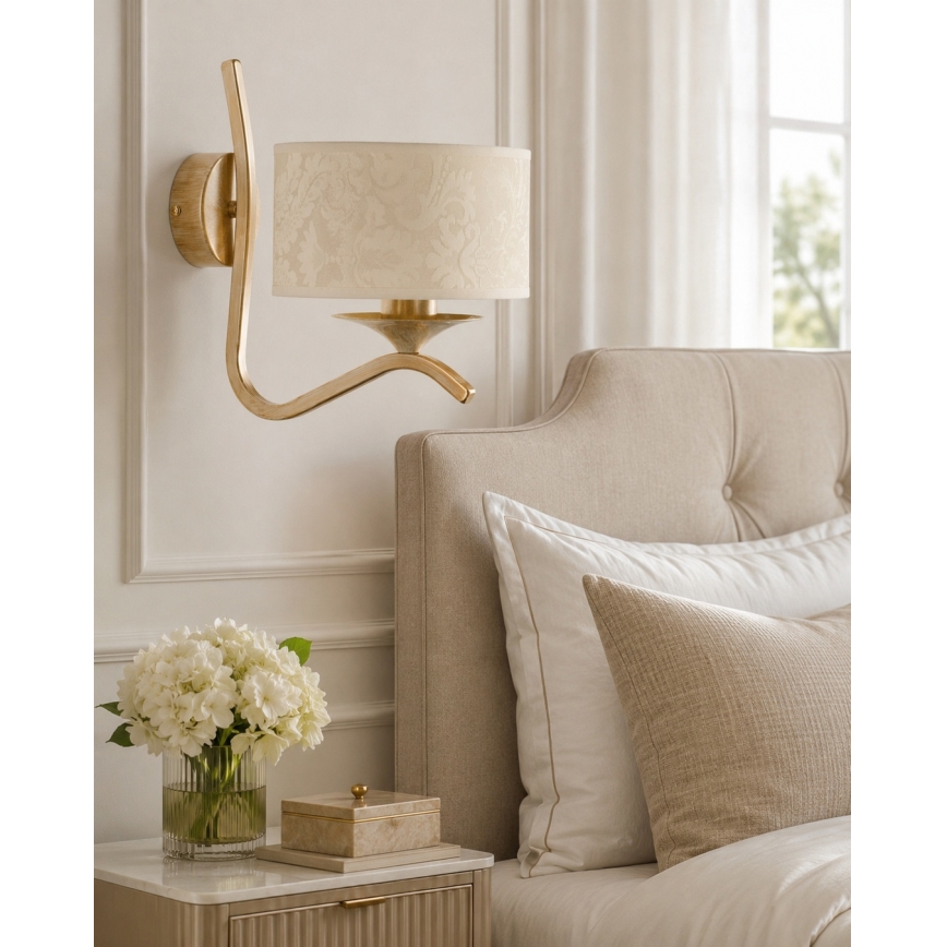 Brilagi - Nástěnná lampa SAPHIRE 1xE27/15W/230V krémová/zlatá/patina