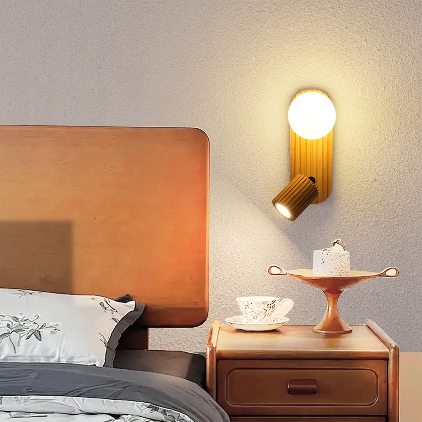 Brilagi - Nástěnné bodové svítidlo MODERN WOOD 1xG9/5W/230V + 1xGU10/8W dřevo