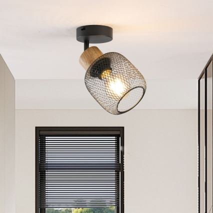 Brilagi - Nástěnné bodové svítidlo BASKLITE 1xE27/15W/230V dřevo/černá