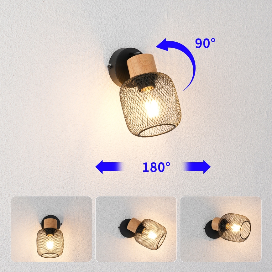 Brilagi - Nástěnné bodové svítidlo BASKLITE 1xE27/15W/230V dřevo/černá