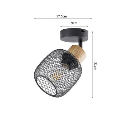 Brilagi - Nástěnné bodové svítidlo BASKLITE 1xE27/15W/230V dřevo/černá