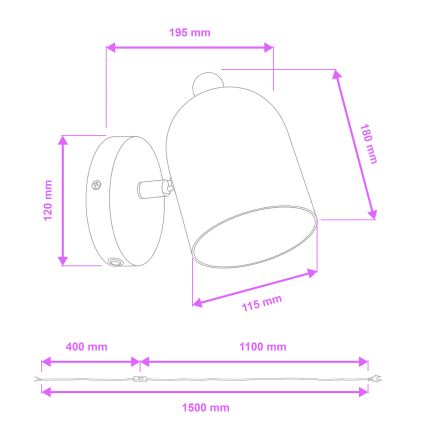 Brilagi - Nástěnné bodové svítidlo GALLION 1xE27/15W/230V růžová