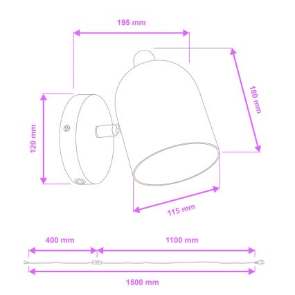 Brilagi - Nástěnné bodové svítidlo GALLION 1xE27/15W/230V zelená