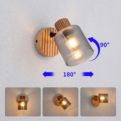 Brilagi - Nástěnné bodové svítidlo HYGGE 1xE14/15W/230V dřevo/kouřová