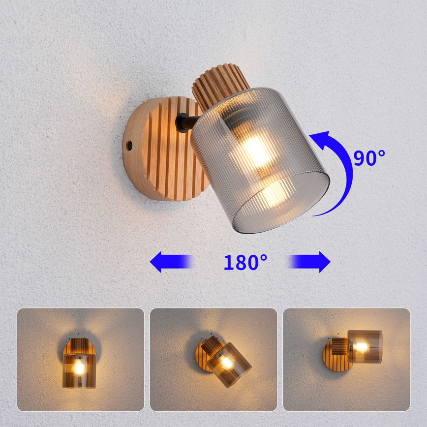 Brilagi - Nástěnné bodové svítidlo HYGGE 1xE14/15W/230V dřevo/kouřová