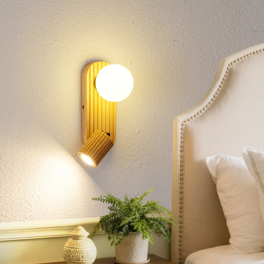 Brilagi - Nástěnné bodové svítidlo MODERN WOOD 1xG9/5W/230V + 1xGU10/8W kaučukovník