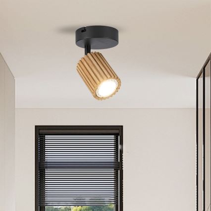 Brilagi - Nástěnné bodové svítidlo MODERN WOOD 1xGU10/8W/230V dřevo/černá