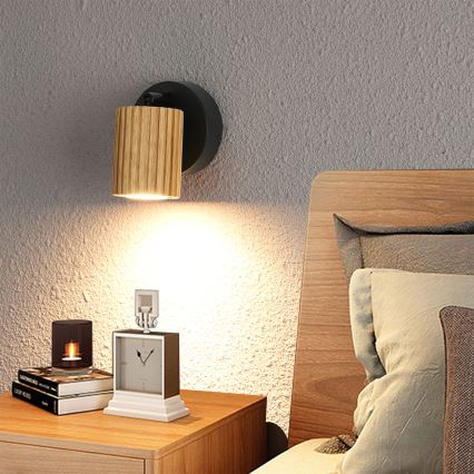 Brilagi - Nástěnné bodové svítidlo MODERN WOOD 1xGU10/8W/230V kaučukovník/černá