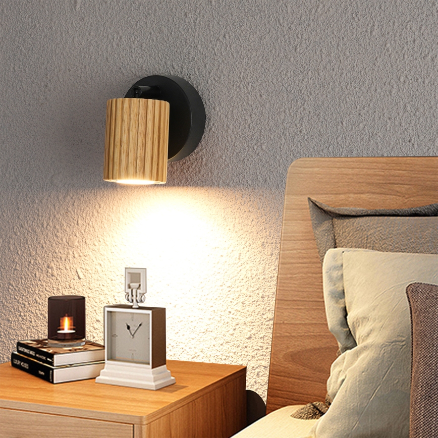 Brilagi - Nástěnné bodové svítidlo MODERN WOOD 1xGU10/8W/230V kaučukovník/černá