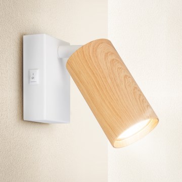 Brilagi - Nástěnné bodové svítidlo s vypínačem SELE 1xGU10/30W/230V bílá/dekor dubu