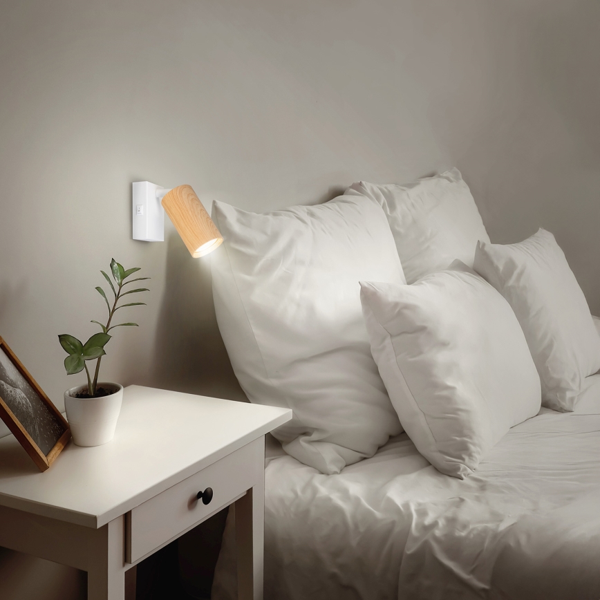 Brilagi - Nástěnné bodové svítidlo SELE 1xGU10/30W/230V bílá/dekor dubu