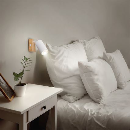 Brilagi - Nástěnné bodové svítidlo SELE 1xGU10/30W/230V bílá/dekor dubu