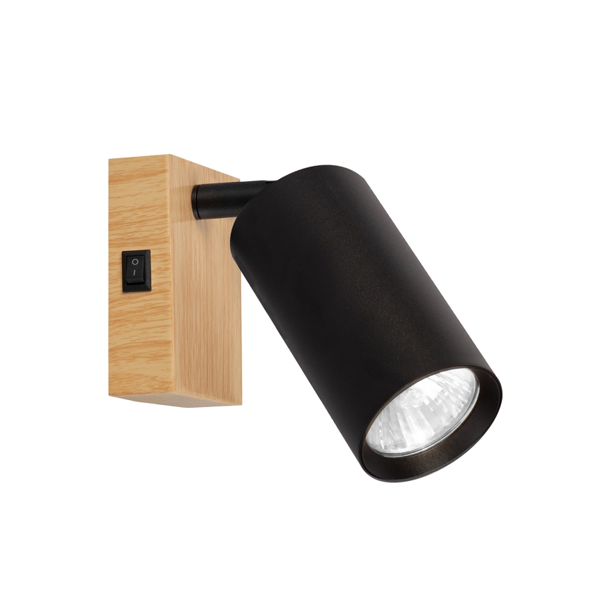 Brilagi - Nástěnné bodové svítidlo s vypínačem SELE 1xGU10/30W/230V černá/dekor dubu