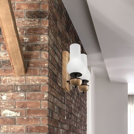 Brilagi - Nástěnné svítidlo COTTAGE 2xE14/40W/230V dub/bílá