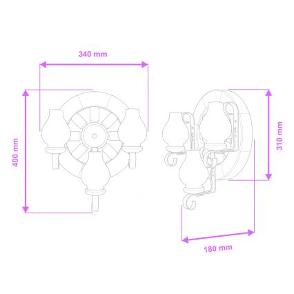 Brilagi - Nástěnné svítidlo ROATA APLICA 3xE14/40W/230V buk